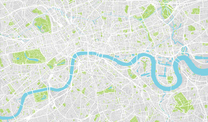 Urban city map of London, England