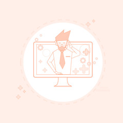 Business Man Consulting Support Chat Communication Virtual Social Network Vector Illustration