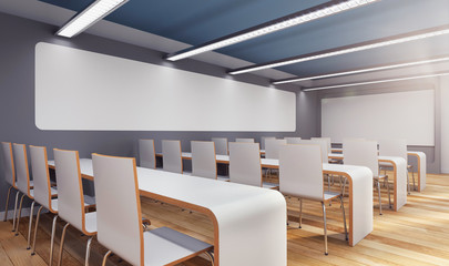 Fototapeta premium 3d Schulungsraum für Fortbildung und Weiterbildung