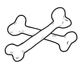 cross bones / cartoon vector and illustration, black and white, hand drawn, sketch style, isolated on white background.