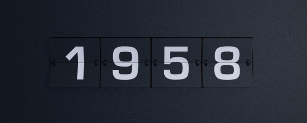 3d rendering flip board year 1958