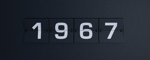 3d rendering flip board year 1967