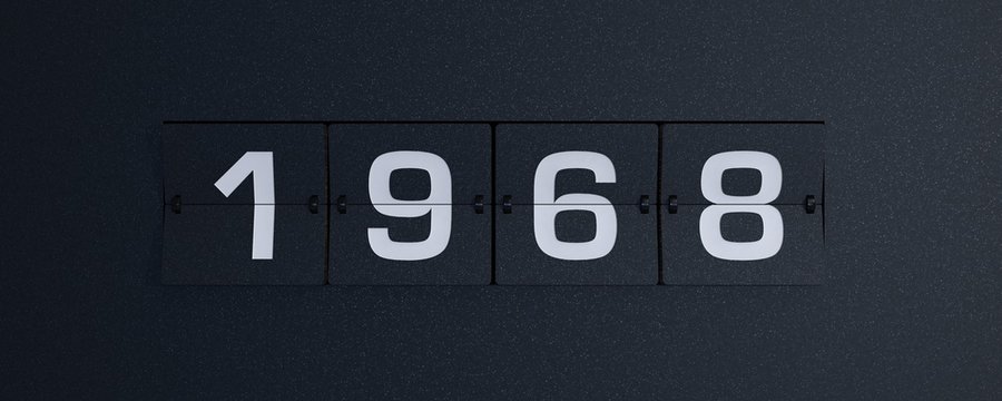 3d rendering flip board year 1968