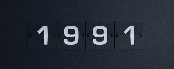 3d rendering flip board year 1991