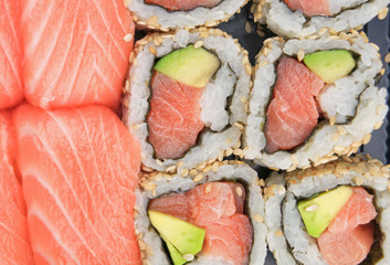 Japanese sushi take away with copy space