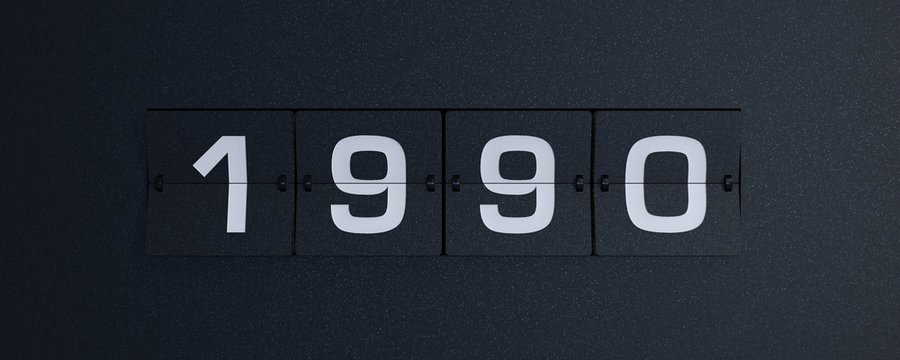 3d rendering flip board year 1990