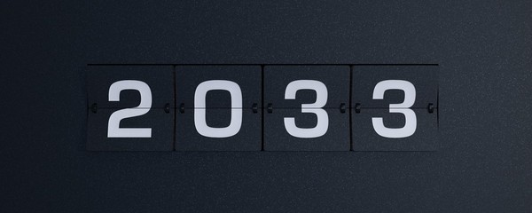 3d rendering flip board year 2033