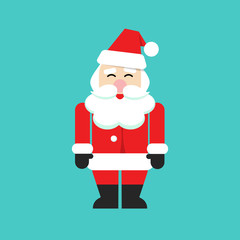 Santa claus isolated vector person, flat cartoon style Christmas Father on blue background