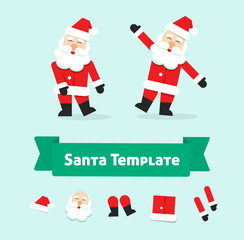 Funny dancing santa claus vector illustration isolated, flat style father christmas in dance