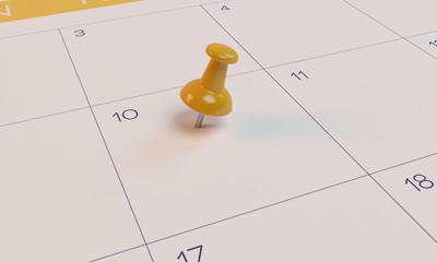 calendar yellow pin day 10