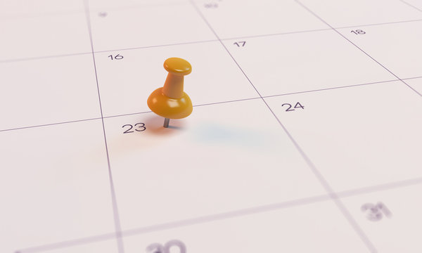 Calendar Yellow Pin Day 23