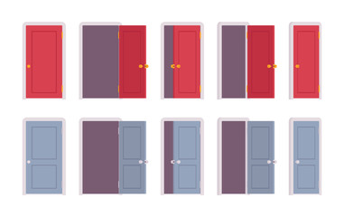 Set of doors in different positions