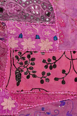 Pink Rajasthani textile embroidery, Jaisalmer, Rajasthan, India