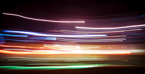 Abstract background of night light on street , long exposure shot