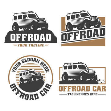 Vector pack of off road car logo design, offroad car vector set, suv car logo template, off-road