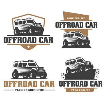 Vector pack of off road car logo design, offroad car vector set, suv car logo template, off-road