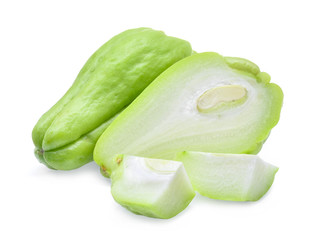 fresh chayote isolated on white background