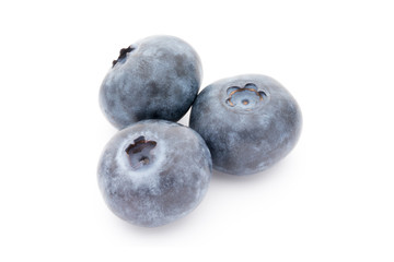 Group of fresh juisy blueberries isolated on white background.