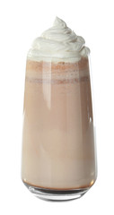 Chocolate milk shake on white background