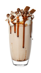 Chocolate milk shake on white background