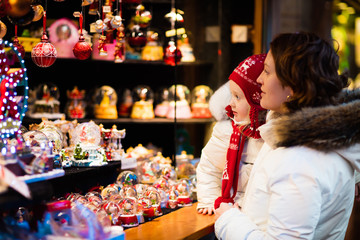 Mother and child on Christmas market