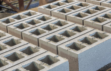 Gray concrete construction block