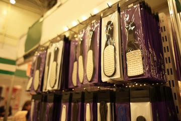 Foot care products in cosmetic store