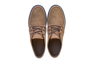 brown man's shoes isolated on white background