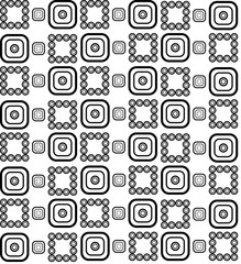 Fun geometric pattern with black and white squares and circles