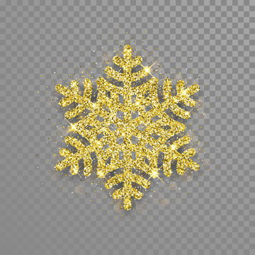 Sparkling snowflake sprayed with gold glitter