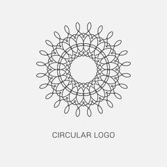 Logo design template, creative intricate  monogram, abstract round emblem, mono line decorative icon, vector mandala illustration