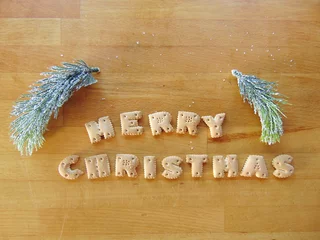 Deurstickers Merry christmas written with cookies © melih2810