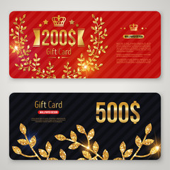 Gift Card with Golden Laurel Wreath and Branches