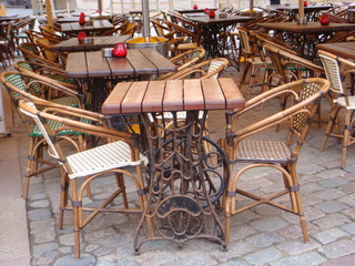 Small cafe in the street an old city.