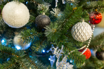 Christmas background with decorations.