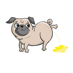 Cute pug. Vector hand drawn cartoon illustration.