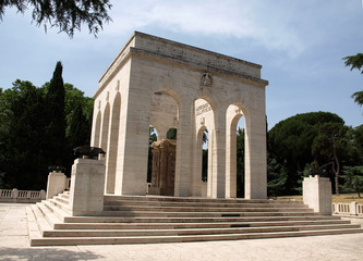 the Mausoleo Ossario Garibaldino  on the Janiculum Hill in Rome, dedicated to the fallen for Rome between 1849 (II Roman Republic) and 1870