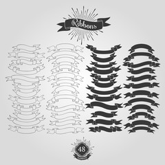 Set of vector ribbons for vintage logos.