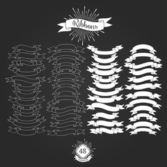 Set of vector ribbons for vintage logos.