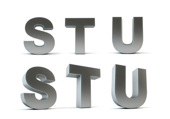 Letters metal S T U 3d rendering - PATH SAVE