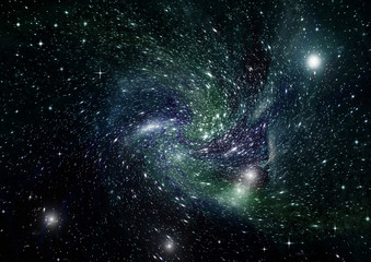 Fototapeta premium Stars, dust and gas nebula in a far galaxy