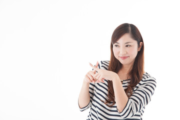 カジュアルポートレート・ミドル女性(白バック)