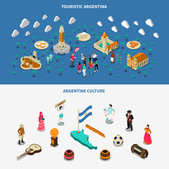 Argentina 2 Isometric Touristic Attractions Banners 