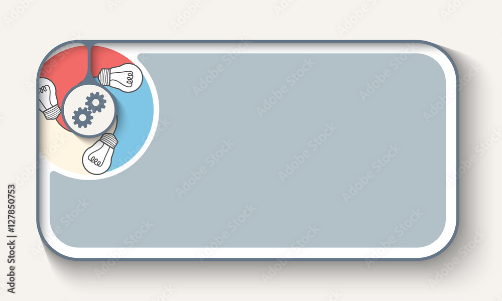 Poster vector simple box to fill your text with bulb and cogwheels