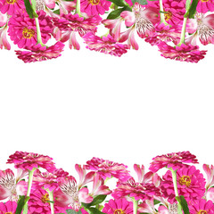 Beautiful floral background of pink alstroemeria and tsiny 