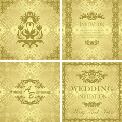 Set of wedding invitations on  seamless background