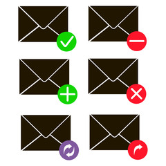 Envelope mail icon plane shopping and message icon for e-mail. Mail icon symbol message letter send. Web communication mail icon address business correspondence interface.