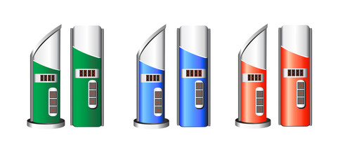 Information outer booth for gas station, petrol station. Advertising panel with mode and price information vector illustration.