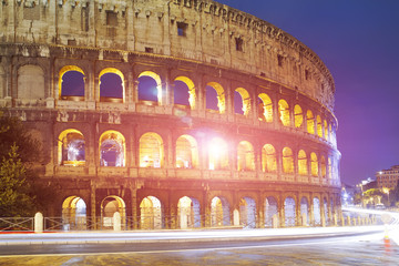 Italy. Rome. The night Collosseo..