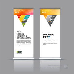Business vector set of modern roll Up Banner stand design with t
